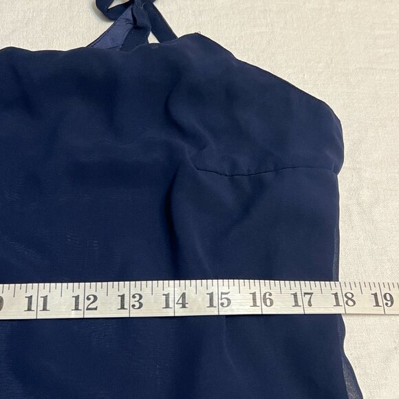 Peak Evenings Women’s Navy Blue Chiffon Cocktail Dress Size 10 Flapper Drop Wais - Picture 5 of 7